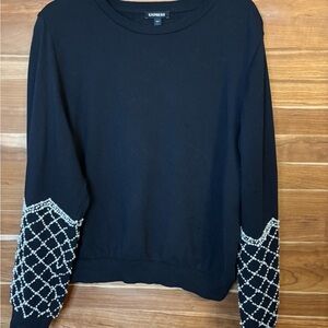 Express Black Women's Sweatshirt with Beaded Sleeves